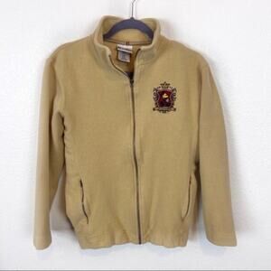 Walt Disney World Cardigan Sweatshirt Vintage Mickey Crest Jacket sz L Beige